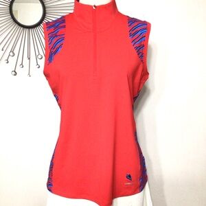 Annika by Cutter & Buck Red and Blue Sleeveless Golf Polo Top
